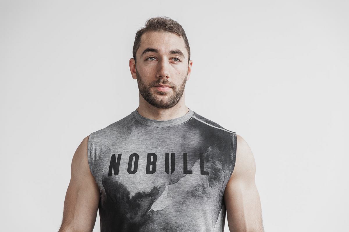 Nobull Sleeveless Men's T Shirts Grey | Australia (HI0641)